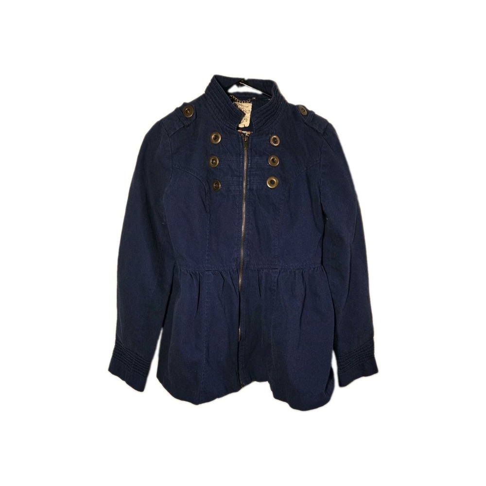 Tulle Blue Cordory Utility Jacket Womens Small Anthropology Zipper Closure